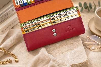 Personalised Midnight Multi Leather Purse – Women's RFID Long Wallet with 14 Card Slots & Coin Pocket