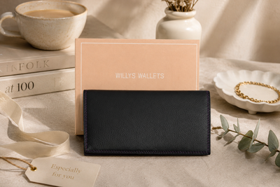 Personalised Midnight Multi Leather Purse – Women's RFID Long Wallet with 14 Card Slots & Coin Pocket