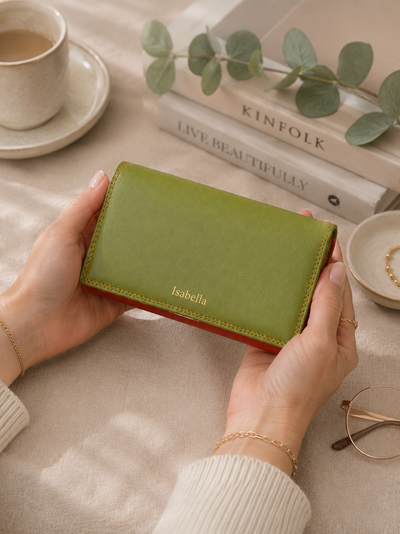 Personalised Pacific Multi Leather Purse – Women's RFID Long Wallet with 14 Card Slots & Coin Pocket