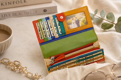 Personalised Pacific Multi Leather Purse – Women's RFID Long Wallet with 14 Card Slots & Coin Pocket