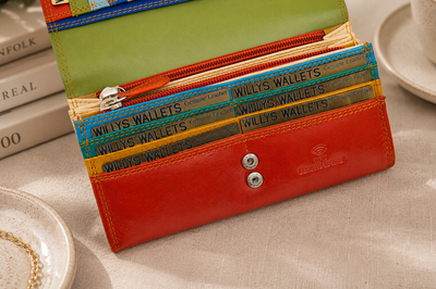 Personalised Pacific Multi Leather Purse – Women's RFID Long Wallet with 14 Card Slots & Coin Pocket