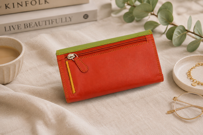 Personalised Pacific Multi Leather Purse – Women's RFID Long Wallet with 14 Card Slots & Coin Pocket