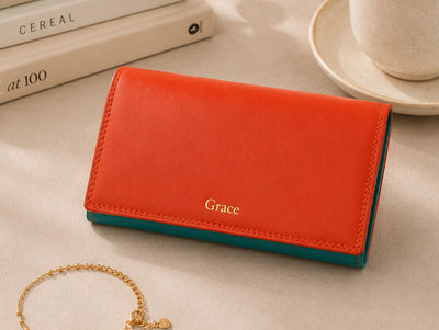 Personalised Seville Multi Leather Purse – Women's RFID Long Wallet with 14 Card Slots & Coin Pocket