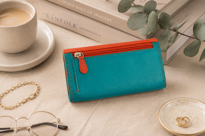 Personalised Seville Multi Leather Purse – Women's RFID Long Wallet with 14 Card Slots & Coin Pocket