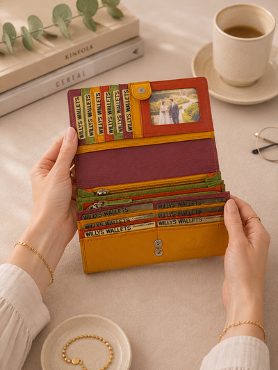 Personalised Spice Multi Leather Purse – Women's RFID Long Wallet with 14 Card Slots & Coin Pocket