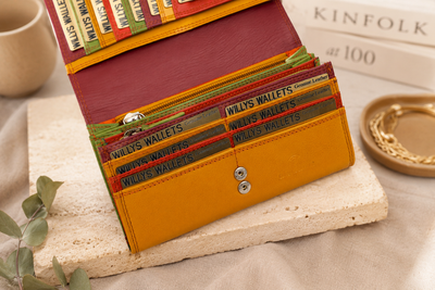 Personalised Spice Multi Leather Purse – Women's RFID Long Wallet with 14 Card Slots & Coin Pocket