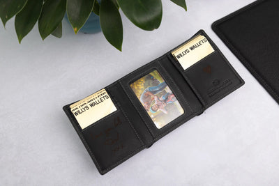 Personalised Black Hunter Leather Wallet – Trifold RFID Wallet for Men