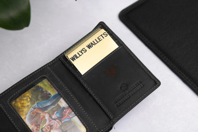 Personalised Black Hunter Leather Wallet – Trifold RFID Wallet for Men