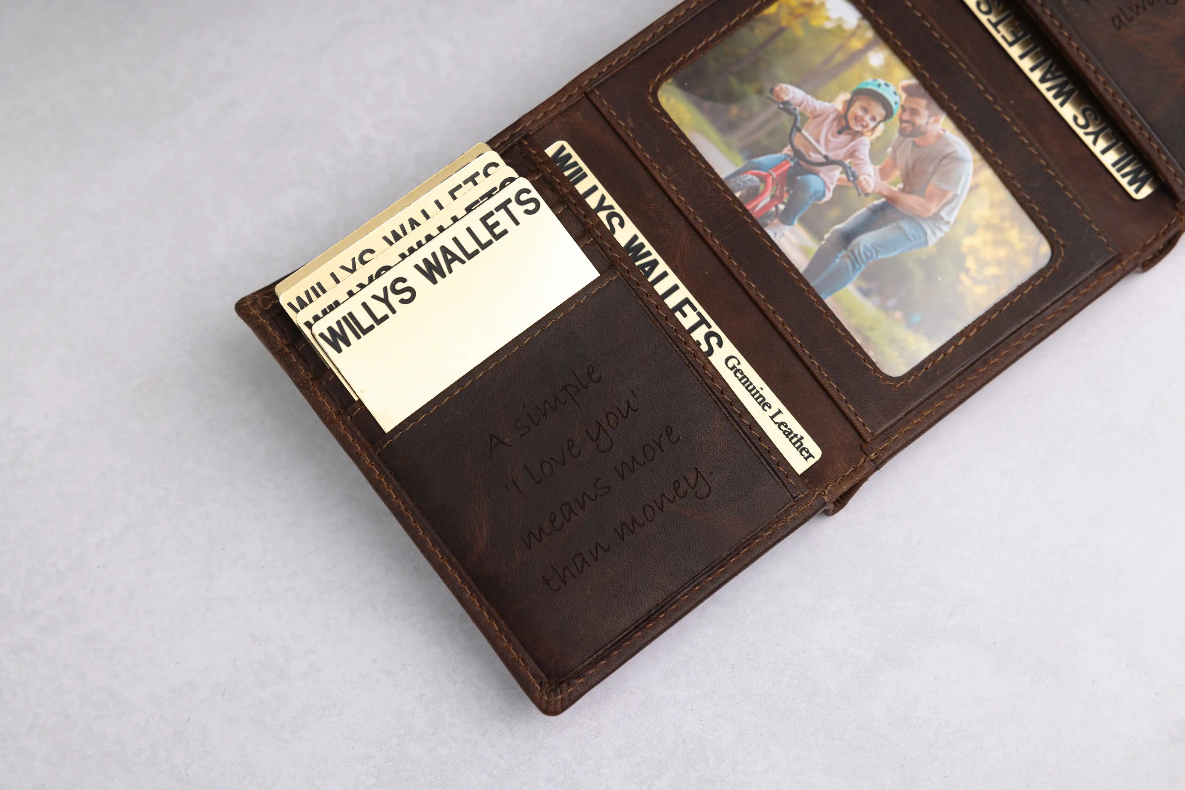 Personalised Brown Leather Wallet – Trifold Design with RFID Protection