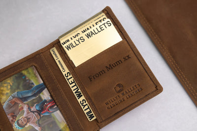 Personalised Rustic Brown Leather Wallet – Trifold RFID Wallet for Men