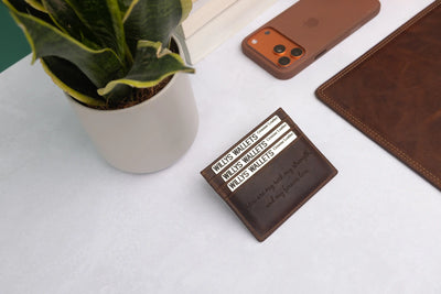Personalised Brown Leather Card Holder – Slim RFID Wallet
