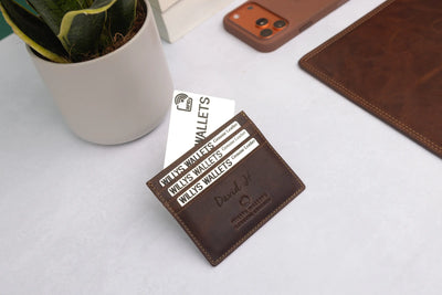 Personalised Brown Leather Card Holder – Slim RFID Wallet