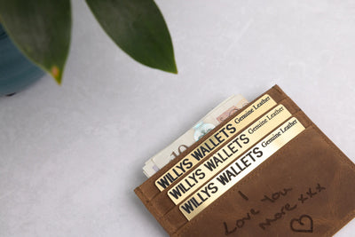 Personalised Rustic Brown Leather Card Holder – RFID Slim Wallet