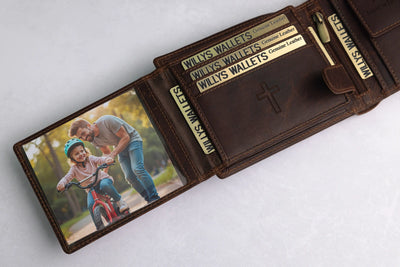 Personalised High-Capacity Brown Hunter Leather Wallet – Bifold RFID Wallet for Men