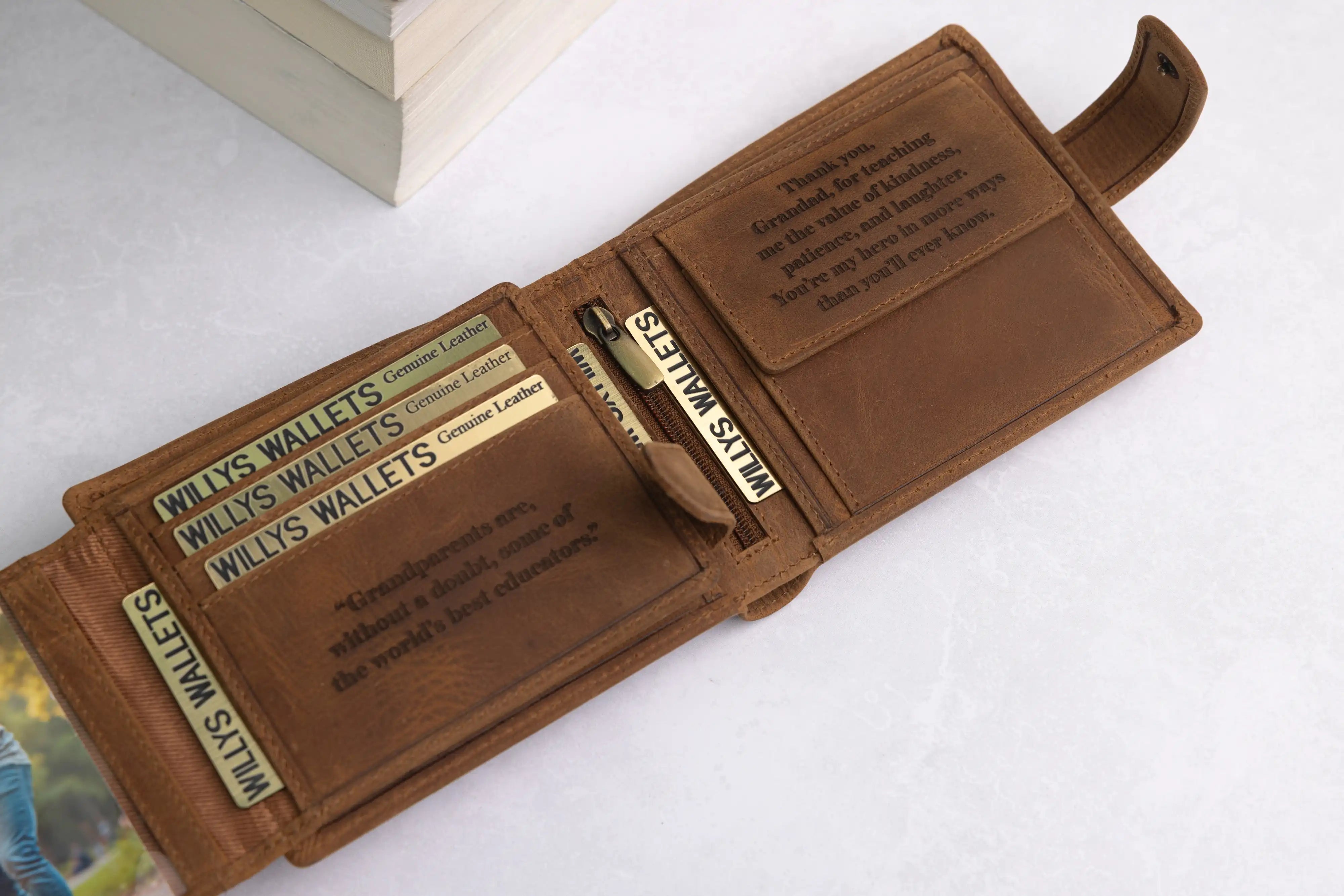 Personalised High-Capacity Rustic Brown Hunter Leather Wallet – Bifold RFID Wallet for Men