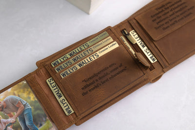 Personalised High-Capacity Rustic Brown Hunter Leather Wallet – Bifold RFID Wallet for Men