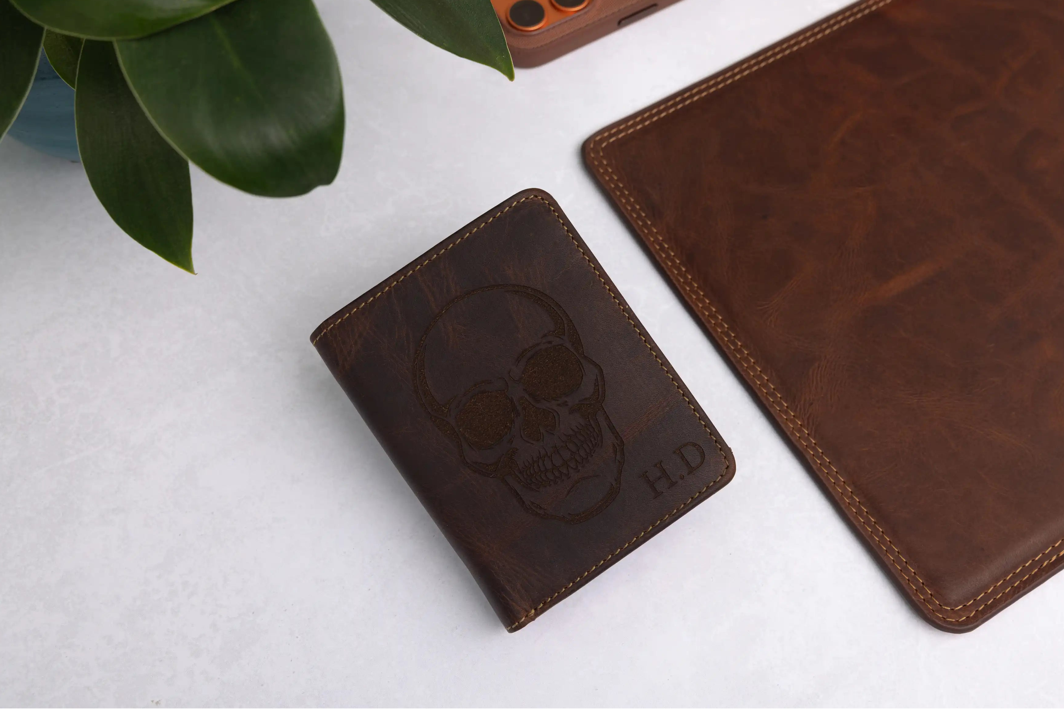 Personalised Brown Leather Wallet – Trifold Design with RFID Protection