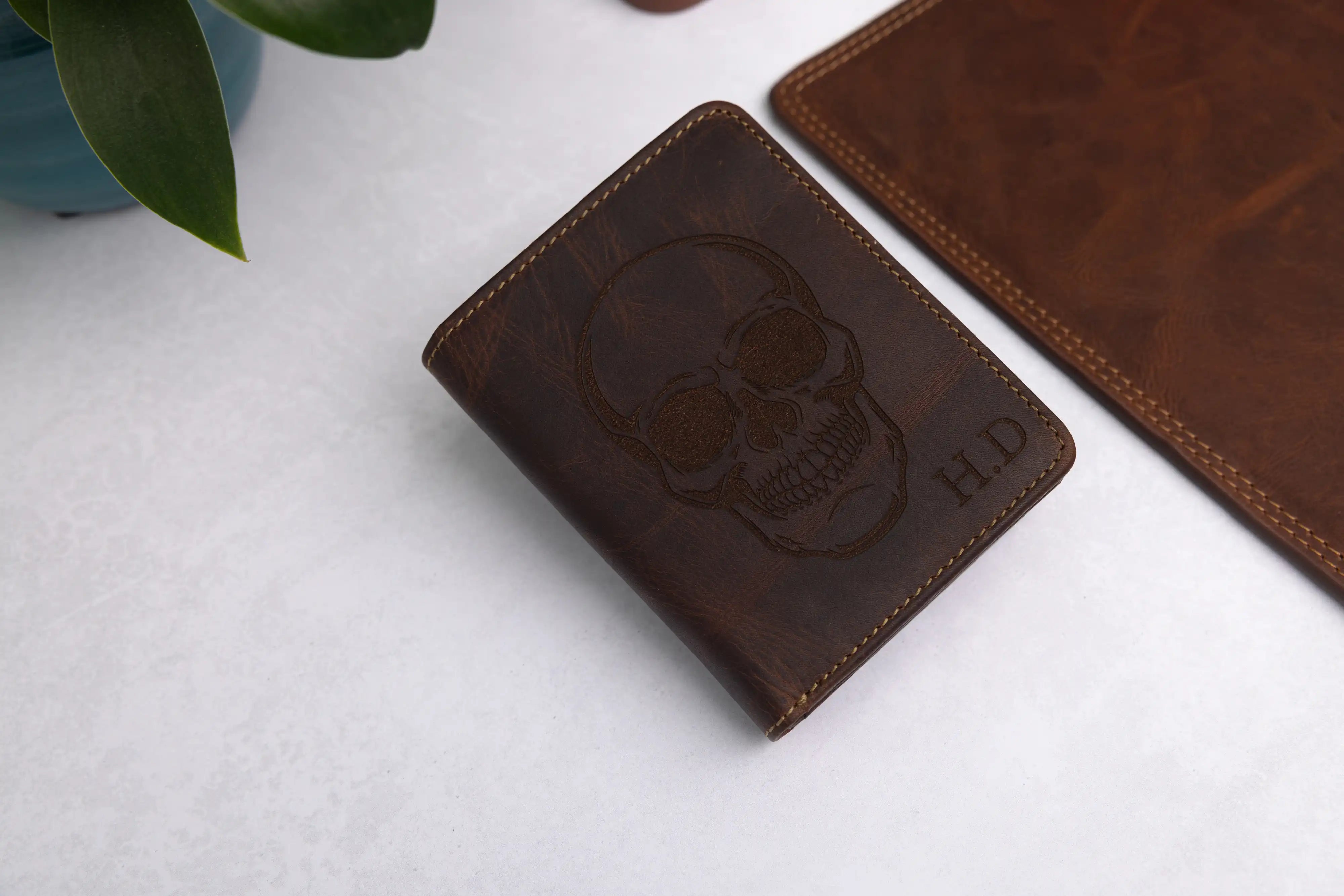 Personalised Brown Leather Wallet – Trifold Design with RFID Protection