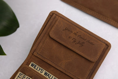 Personalised Rustic Brown Leather Wallet – Trifold RFID Wallet for Men