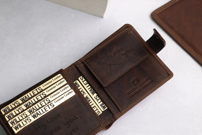 Personalised Brown Leather Wallet – Bifold with Coin Pocket
