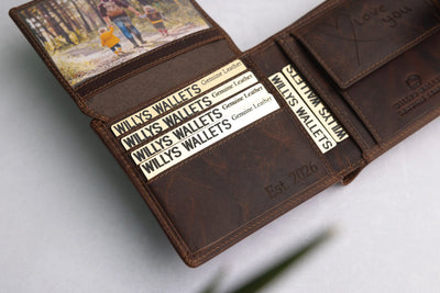 Personalised Brown Leather Wallet – Bifold with Coin Pocket