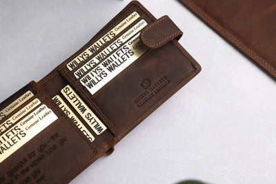 Personalised Brown Leather Wallet – Bifold with Card Holder Slots & RFID Protection