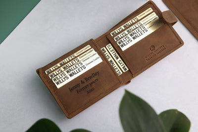 Personalised Rustic Brown Leather Wallet – Bifold with Card Holder Slots & RFID Protection