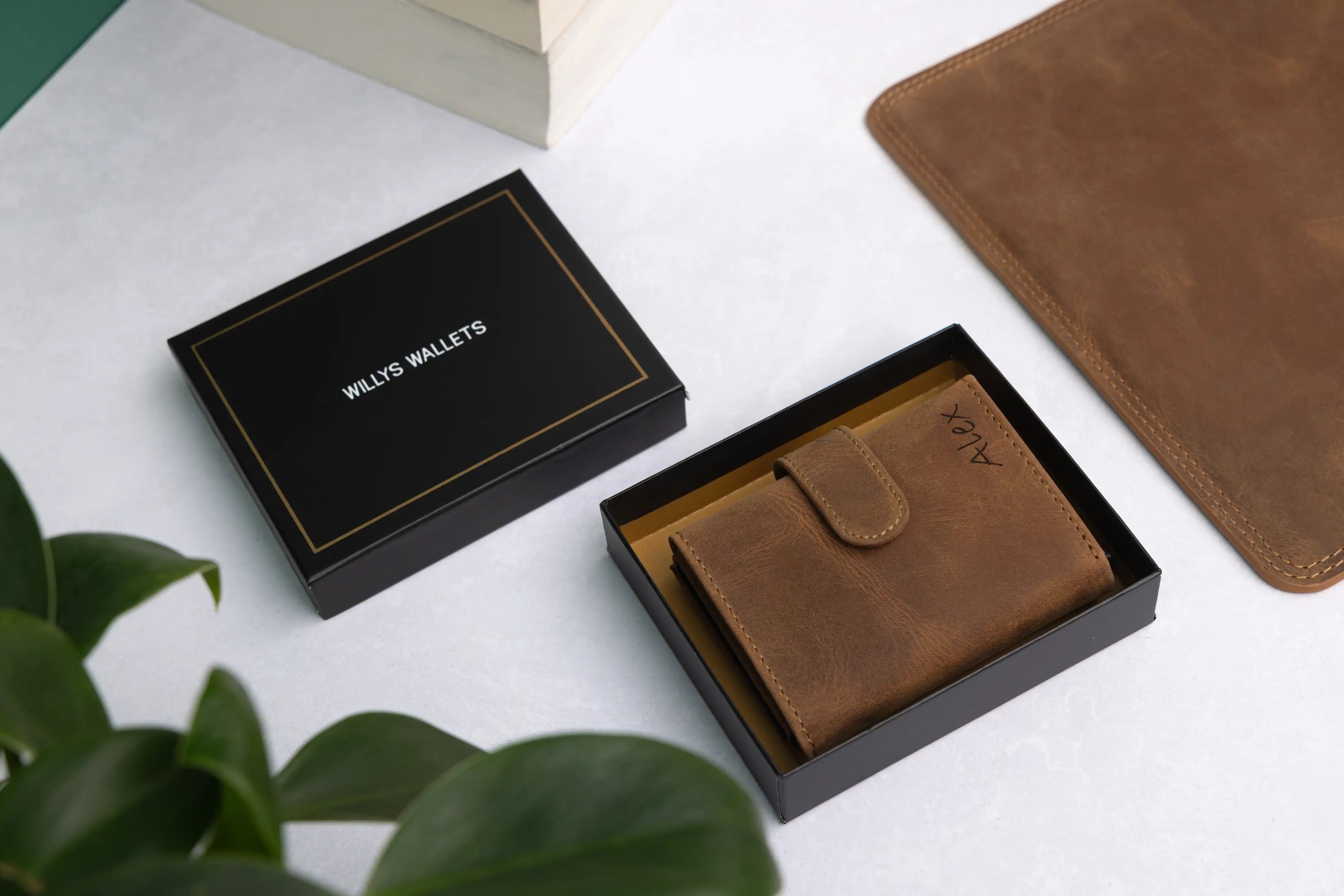 Personalised 6-Card Cognac Pop-Up Wallet – RFID Secure, Compact & Stylish