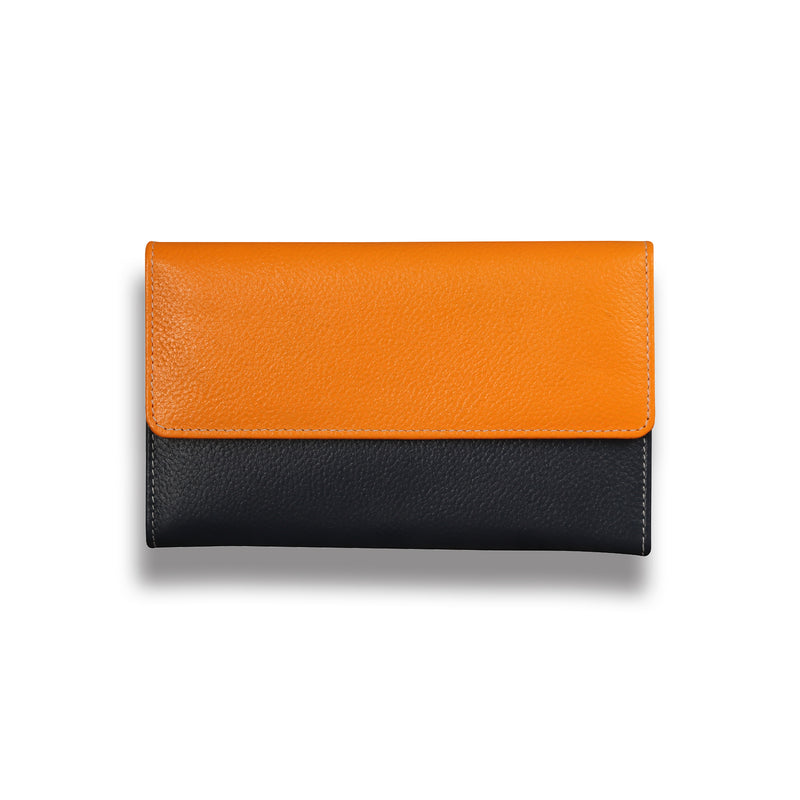 Personalised Engraved Orange Multi Leather Purse