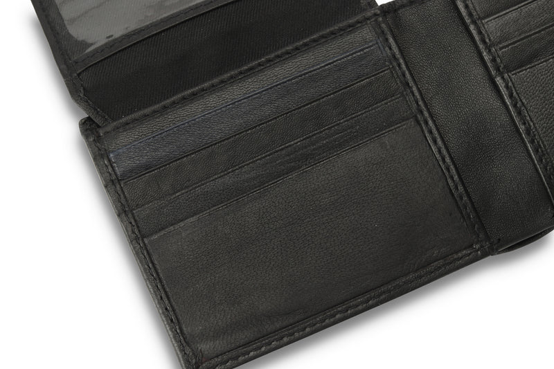 Personalised Engraved Black Bifold Leather Wallet