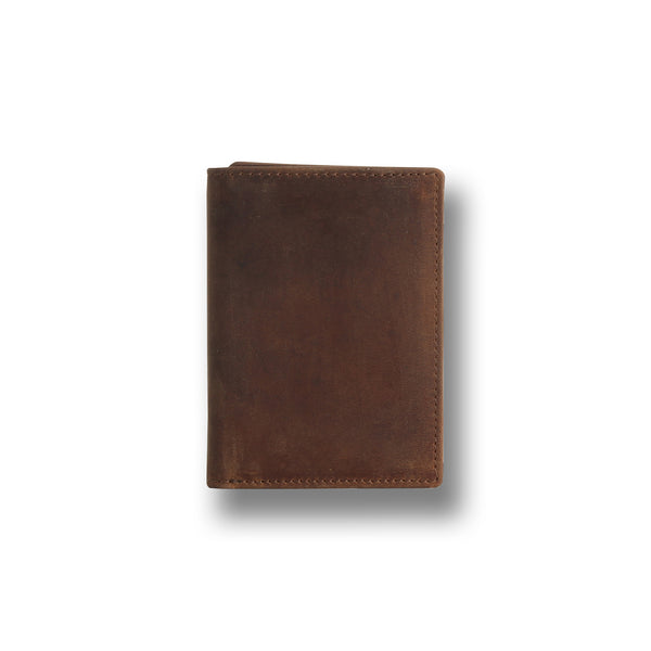Personalised Engraved Brown Trifold Leather Wallet