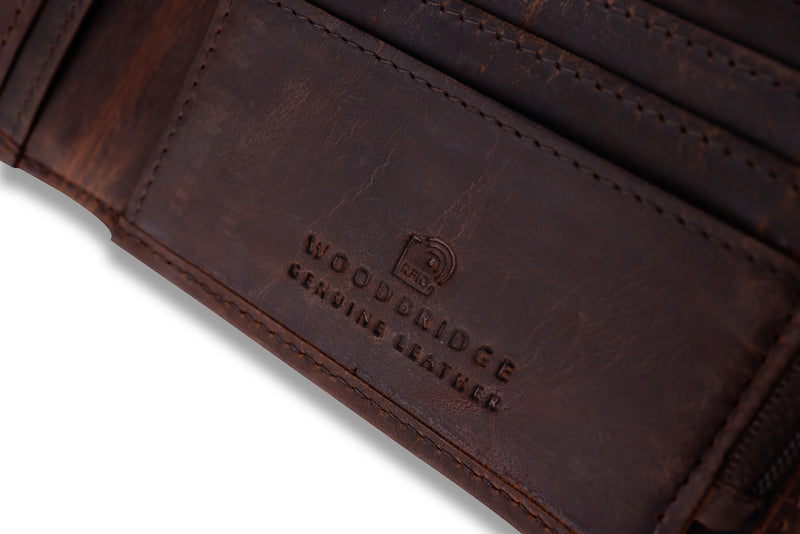 Personalised Skull Engraved Brown Bifold Leather Wallet