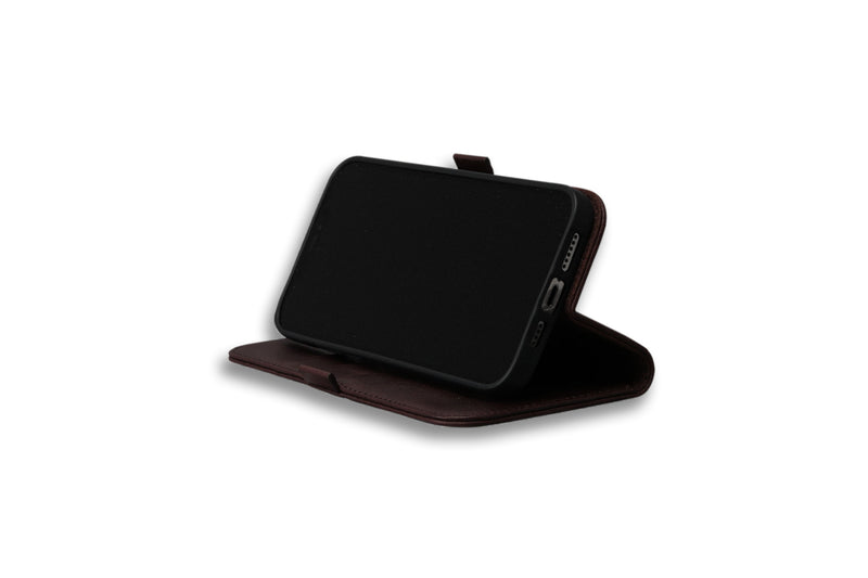 Personalised Engraved Dark Brown Leather iPhone 12 Case