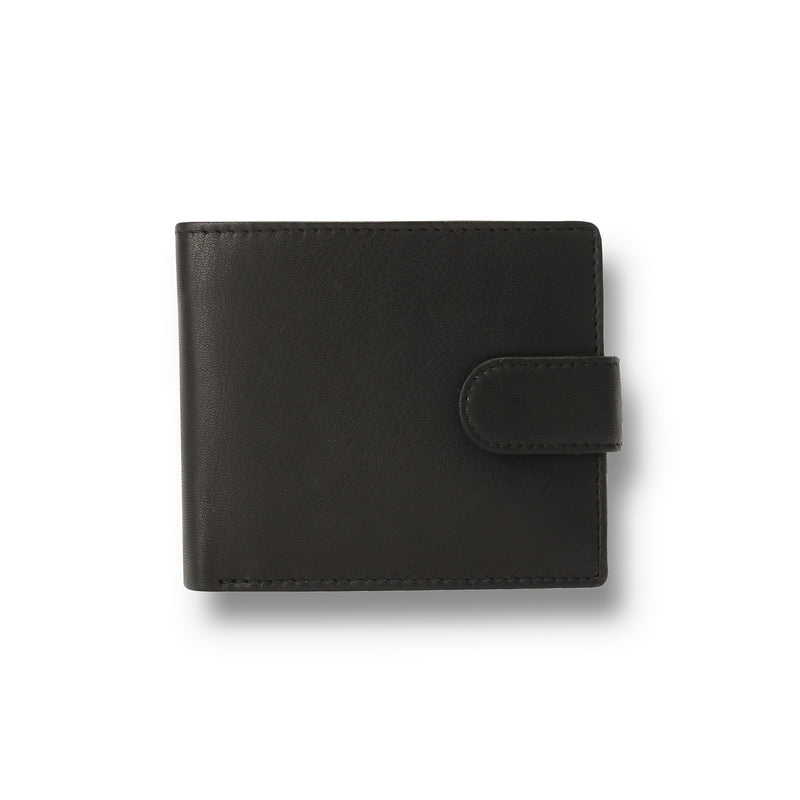 Personalised Engraved Black & Brown Bifold Leather Wallet
