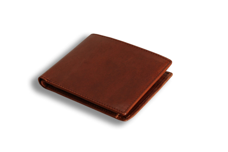 Personalised Engraved Bifold Cognac Leather Wallet