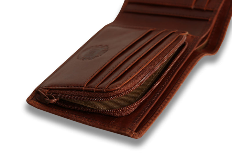 Personalised Engraved Bifold Cognac Leather Wallet