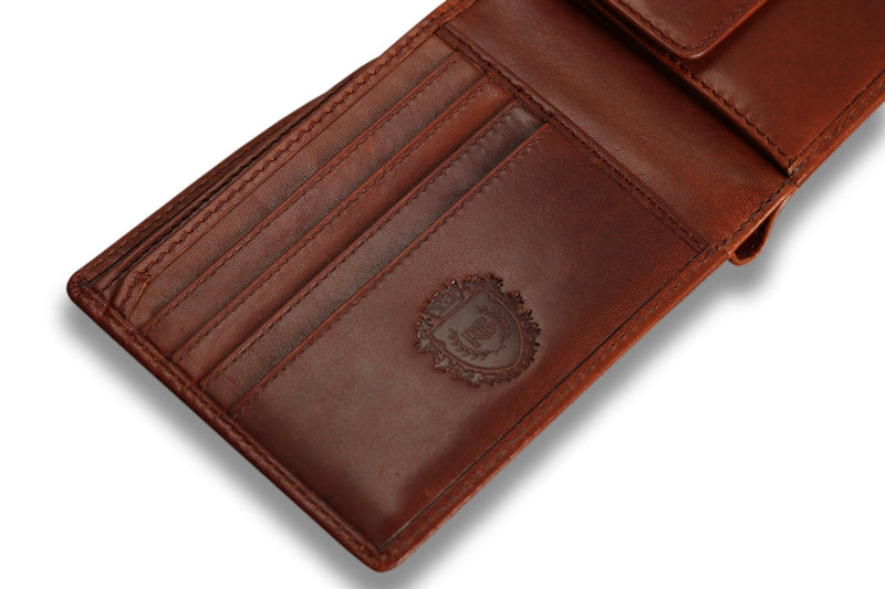 Personalised Engraved Cognac Bifold Leather Wallet